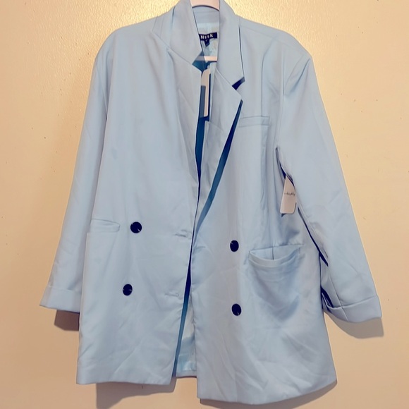 NWT Meek Fifth Avenue Oversized Light Blue Blazer Size medium - Picture 5 of 7